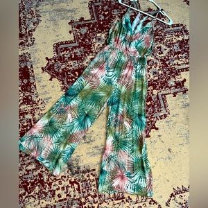 Buckle tropical print jumpsuit